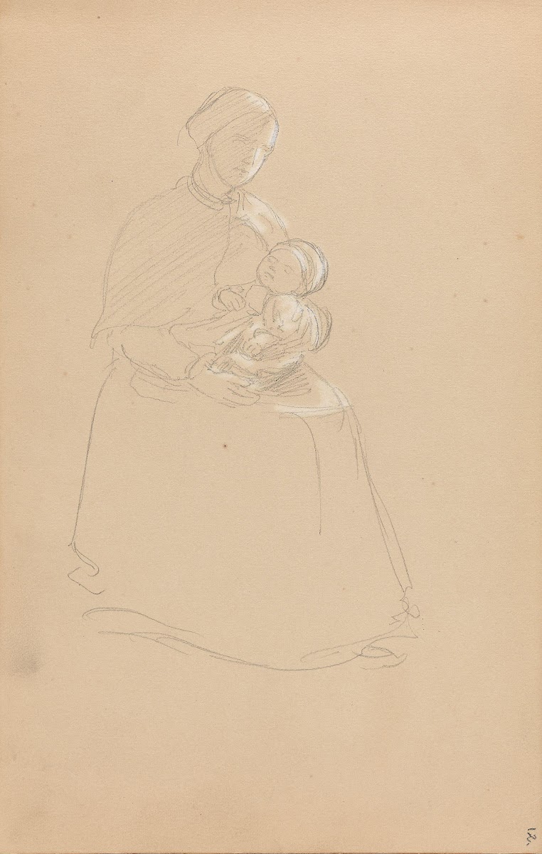 Kvinne med barn på fanget 1850