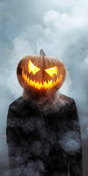Jack O'Lantern, Halloween, Smoke, Pumpkin Head 4K iPhone Wallpaper Background
