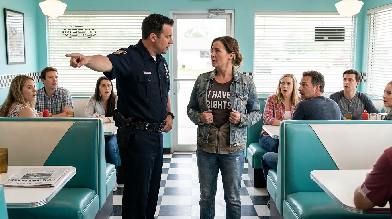 The Officer Ordered Her Out Of The Diner—Then She Opened Her Jacket