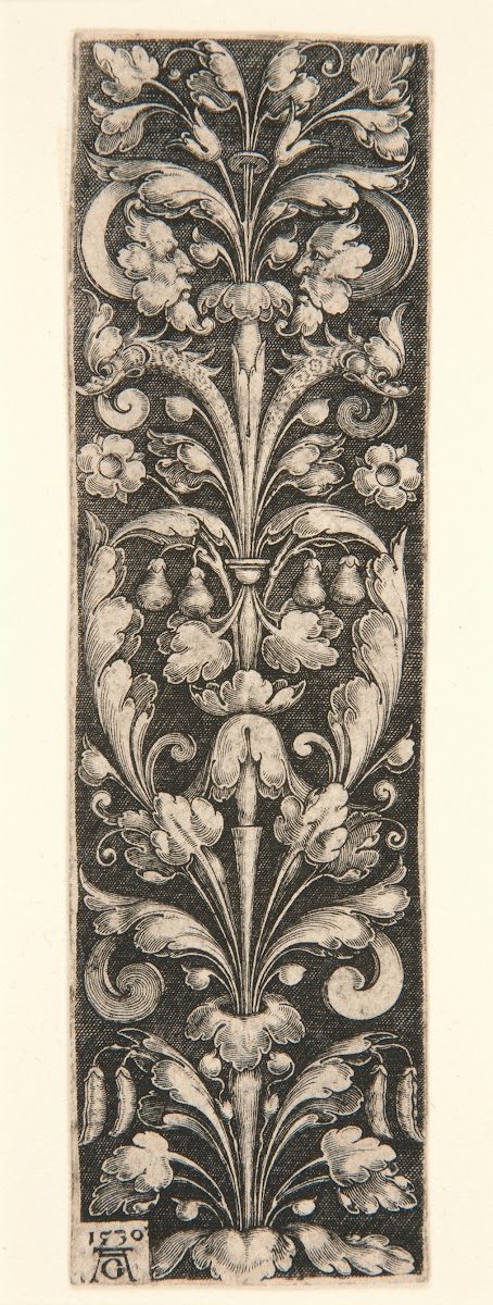 Ornamental Foliage with Two Masks and TwoDolphins 1530