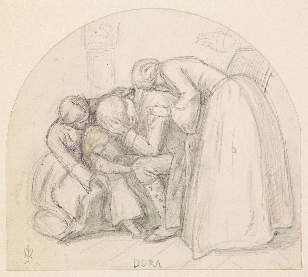 Tennysons Dora  Study of Mary Child and Dora comforting their Father 1855 56