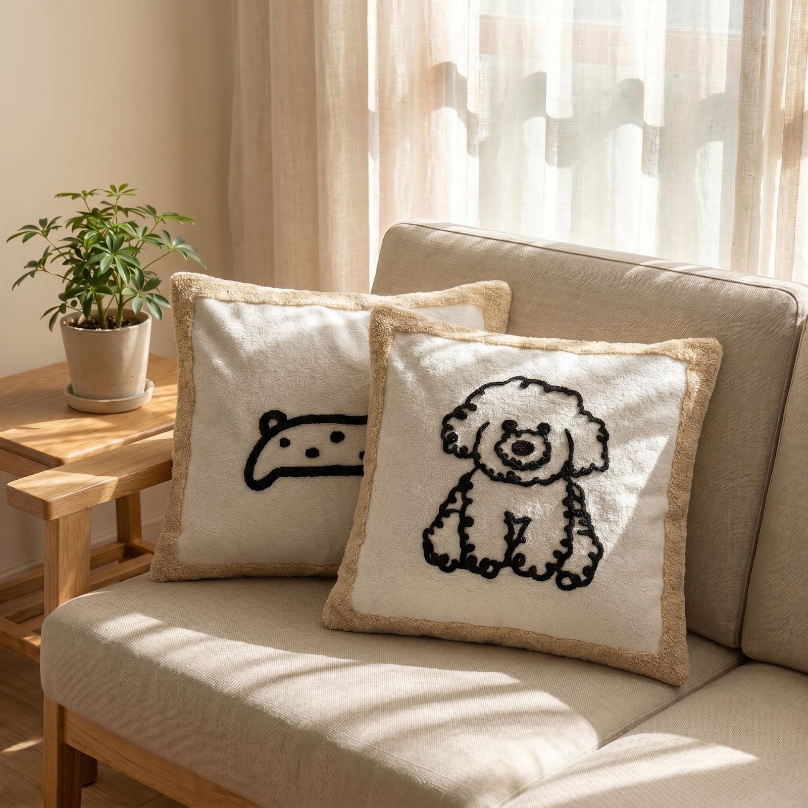 Lendenkissen mit Tiermotiven, Polyester, mit Quasten