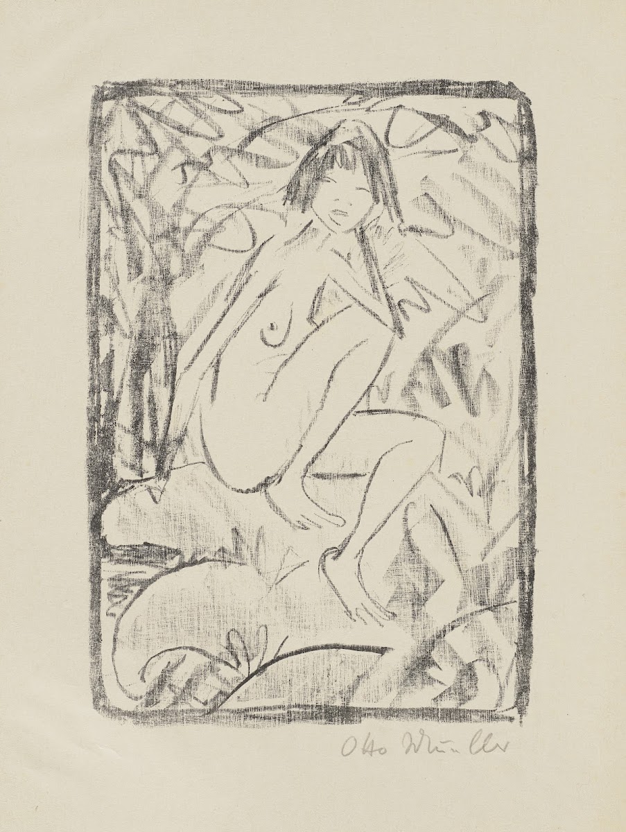 Sitzende von Blattwerk umgeben helle Fassung 1923