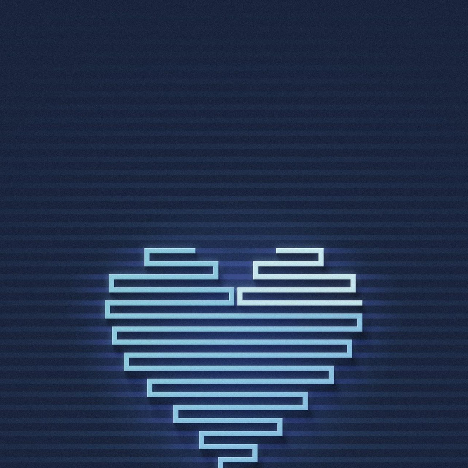 Download Glowing Blue Neon Heart Art Full HD iPhone