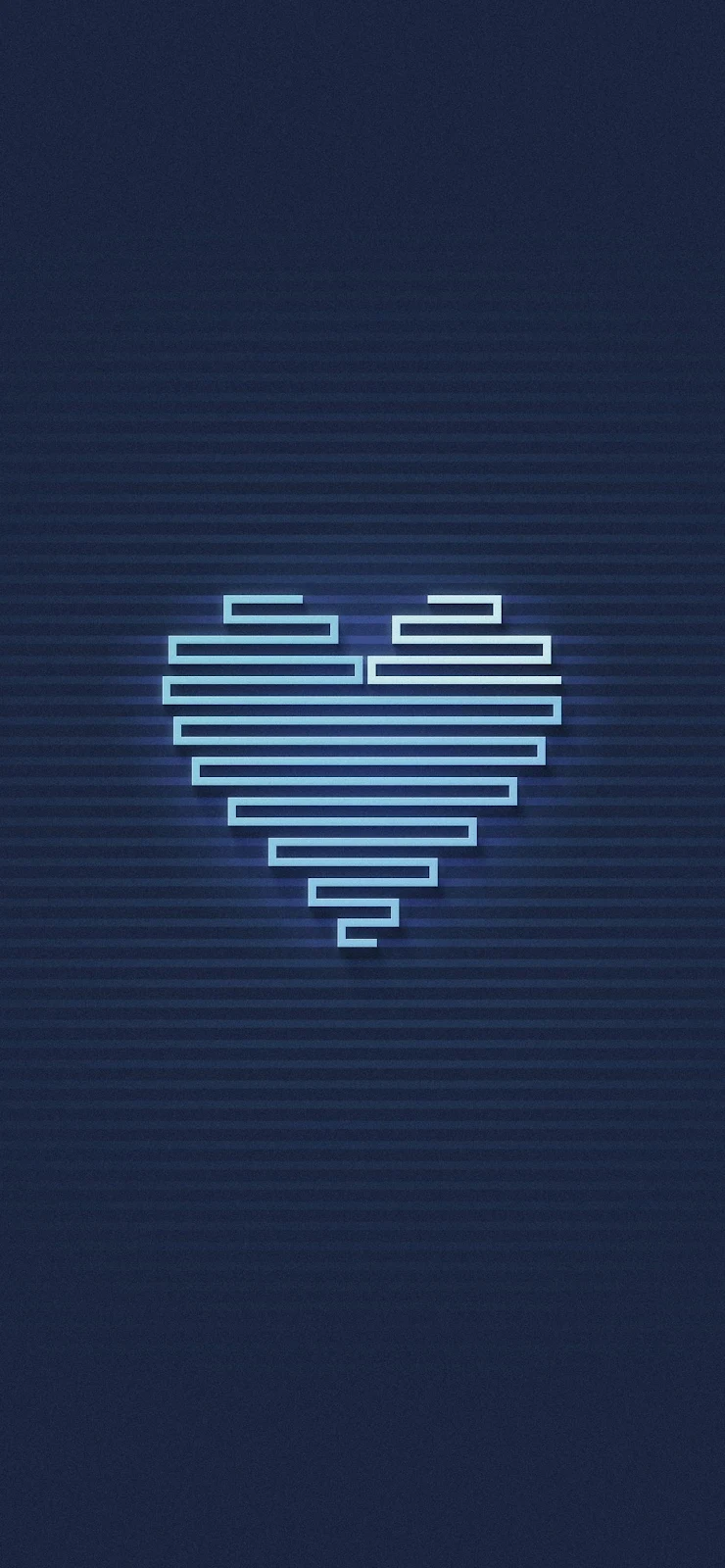 Glowing Blue Neon Heart Art - Minimalist Digital Art Full HD iPhone Wallpaper (1284x2778)