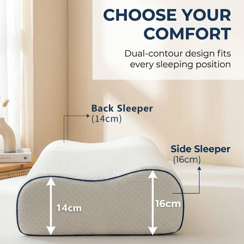 Memory foam neck support pillow, wave profile