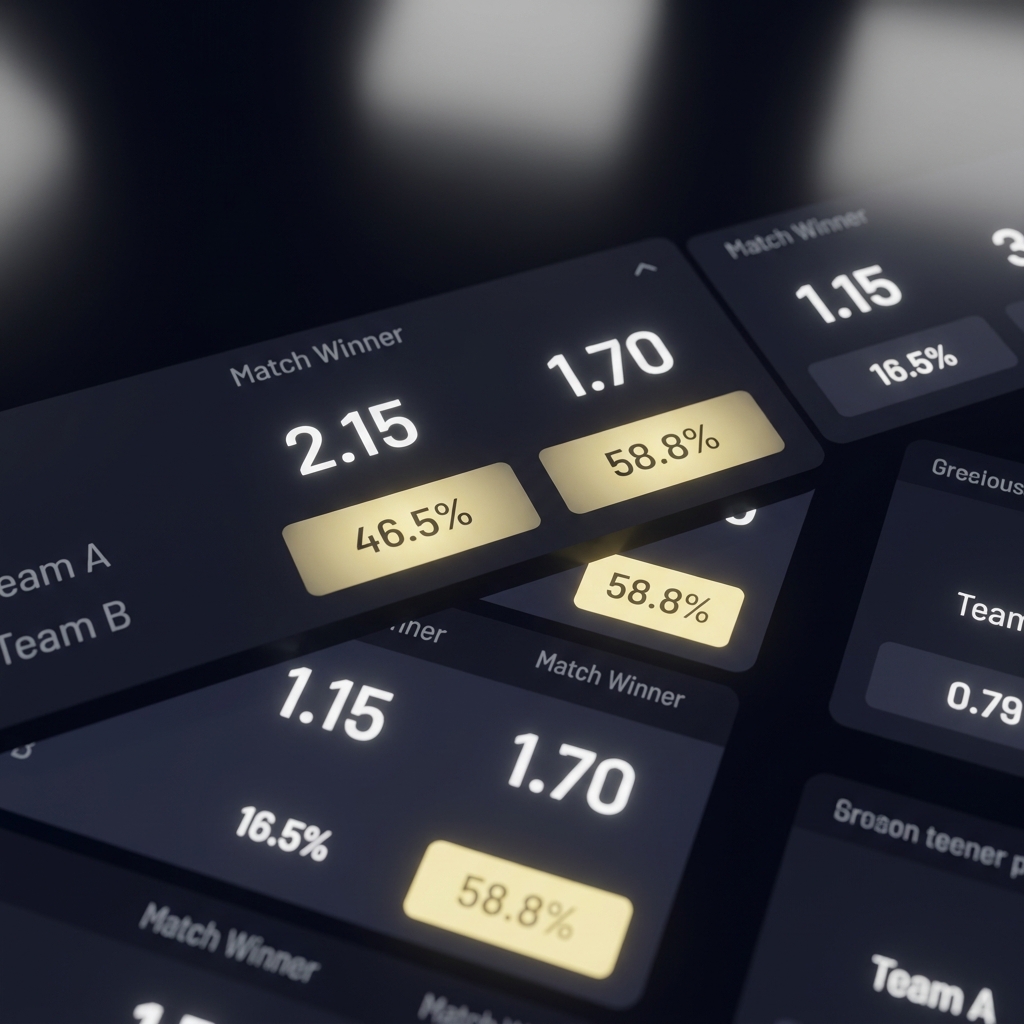 Close crop of a mobile betting odds screen showing highlighted implied probability figures on a dark minimalist background color hex 10101a What Is a Lock and Why Is the Term Misleading