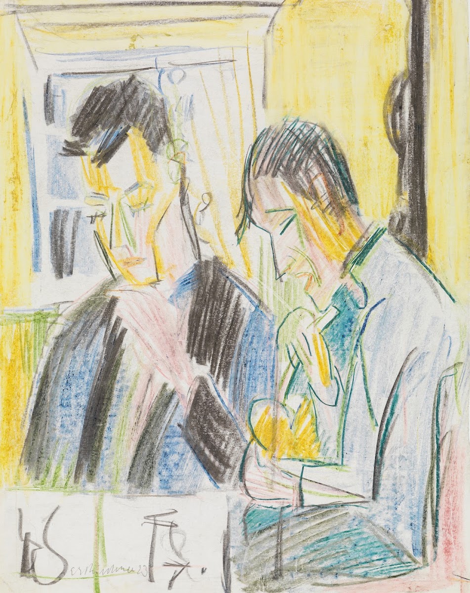 Zwei Männer am Tisch 1923