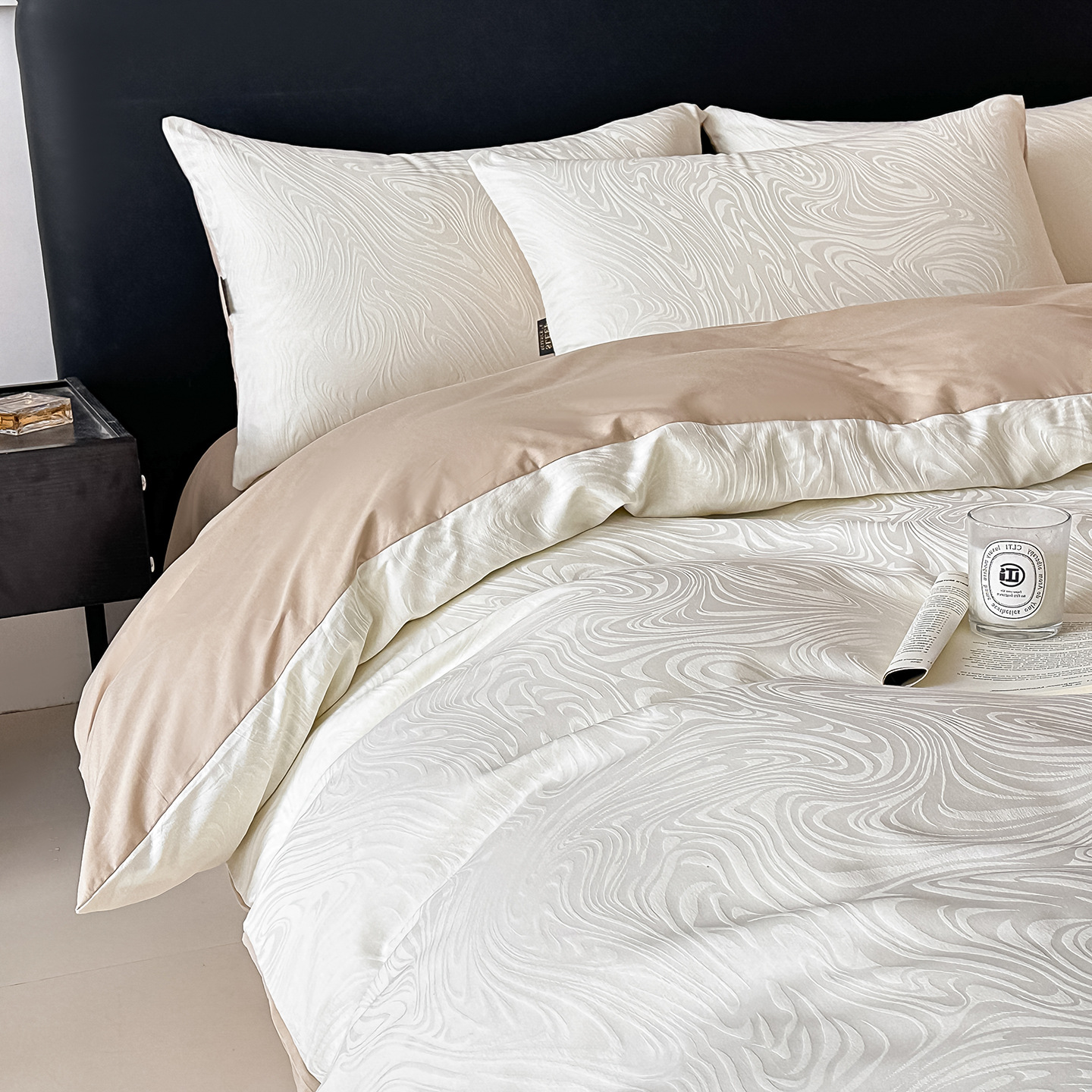 Cotton bedding set, long-staple, floral pattern