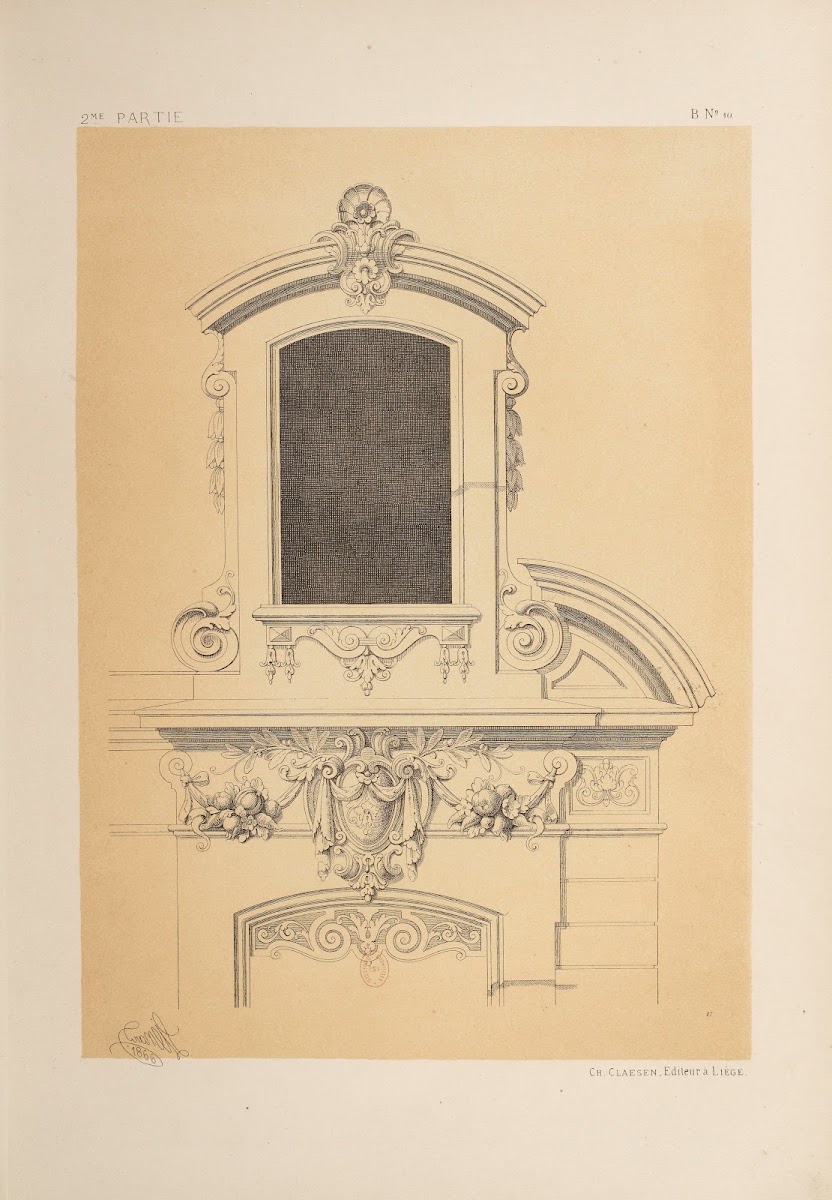 Couronnement de fenètre avec lucarne genre Louis XIII 1866