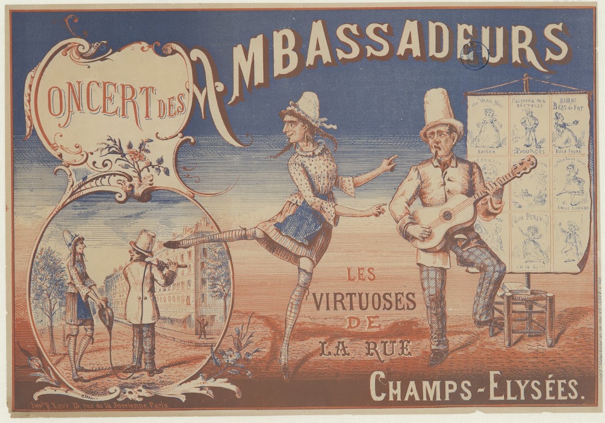 Concert des Ambassadeurs Les virtuoses de la rue Champs Elysées 1874