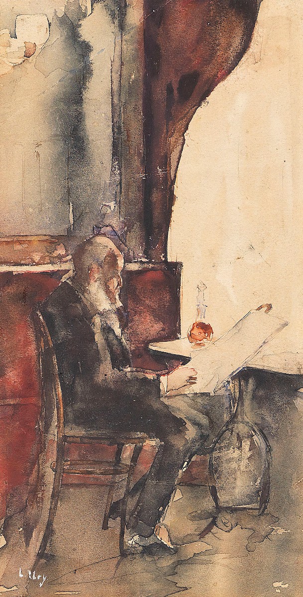 Zeitungsleser im Café 1880