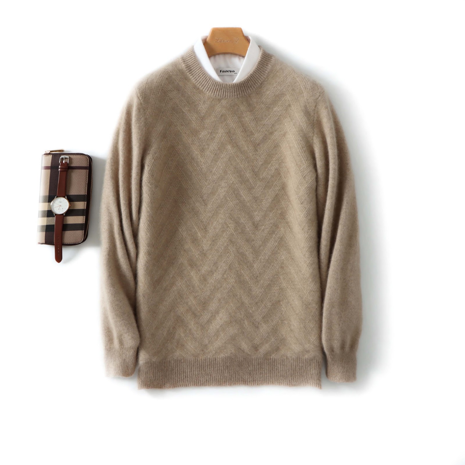Men's Wool Sweater, Round Neck, Loose Fit