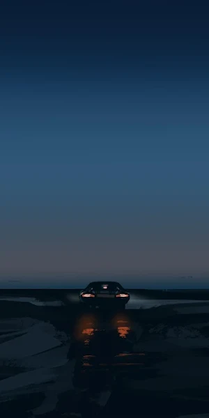 Lone Car Under Twilight Sky 4K Wallpaper Background