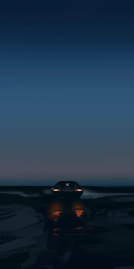 Lone Car Under Twilight Sky 4K Phone Wallpaper