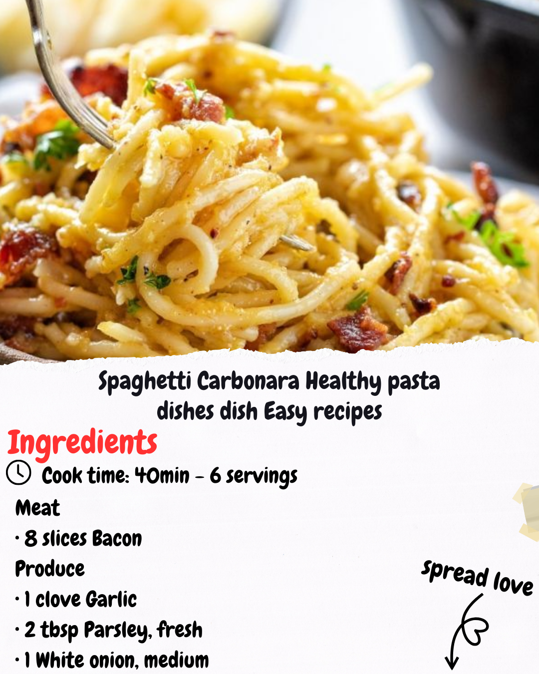 Spaghetti Carbonara Healthy pasta dishes dish Easy recipes