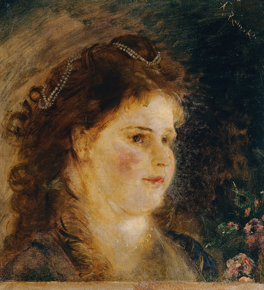 Mädchen mit Perlenkette im Haar 1873 1876
