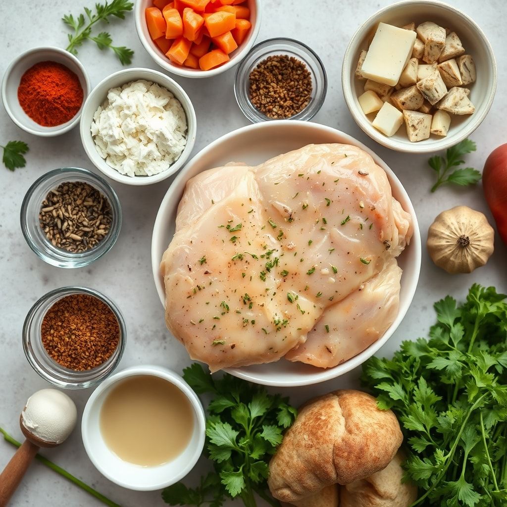 Ingredients for Creamy Low Carb Chicken Casserole – Easy Family Dinner in 40 Minutes