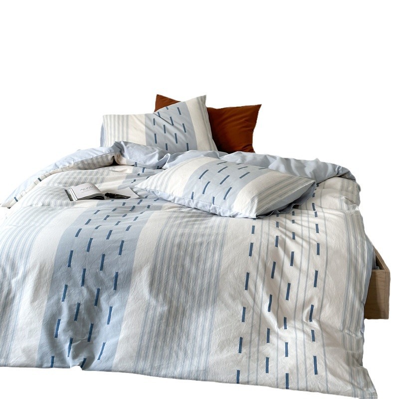 Cotton bedding set with geometric pattern, 4-piece