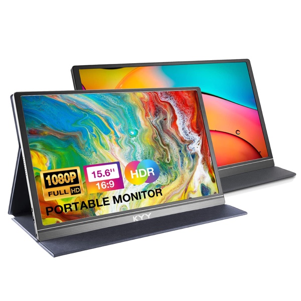 KYY Monitor Portátil 15.6 Pulgadas con Doble Altavoz y Funda Magnética