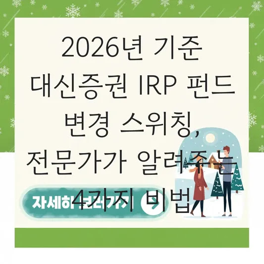 2026년 기준 대신증권 IRP 펀드 변경 스위칭, 전문가가 알려주는 4가지 비법