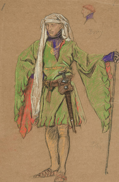 Bushy costume sketch for King Richard II