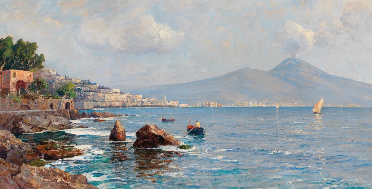 View of the Gulf of Naples with Vesuvius in the background