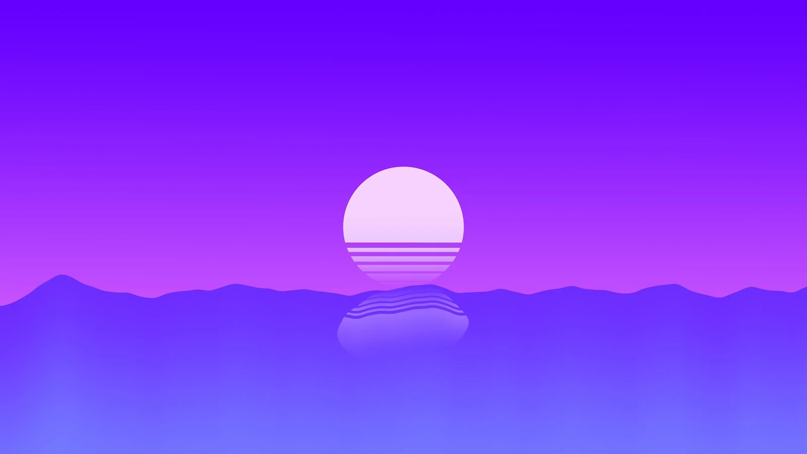 Sunset, Sea, Outrun, Minimalism 4K Desktop Wallpaper