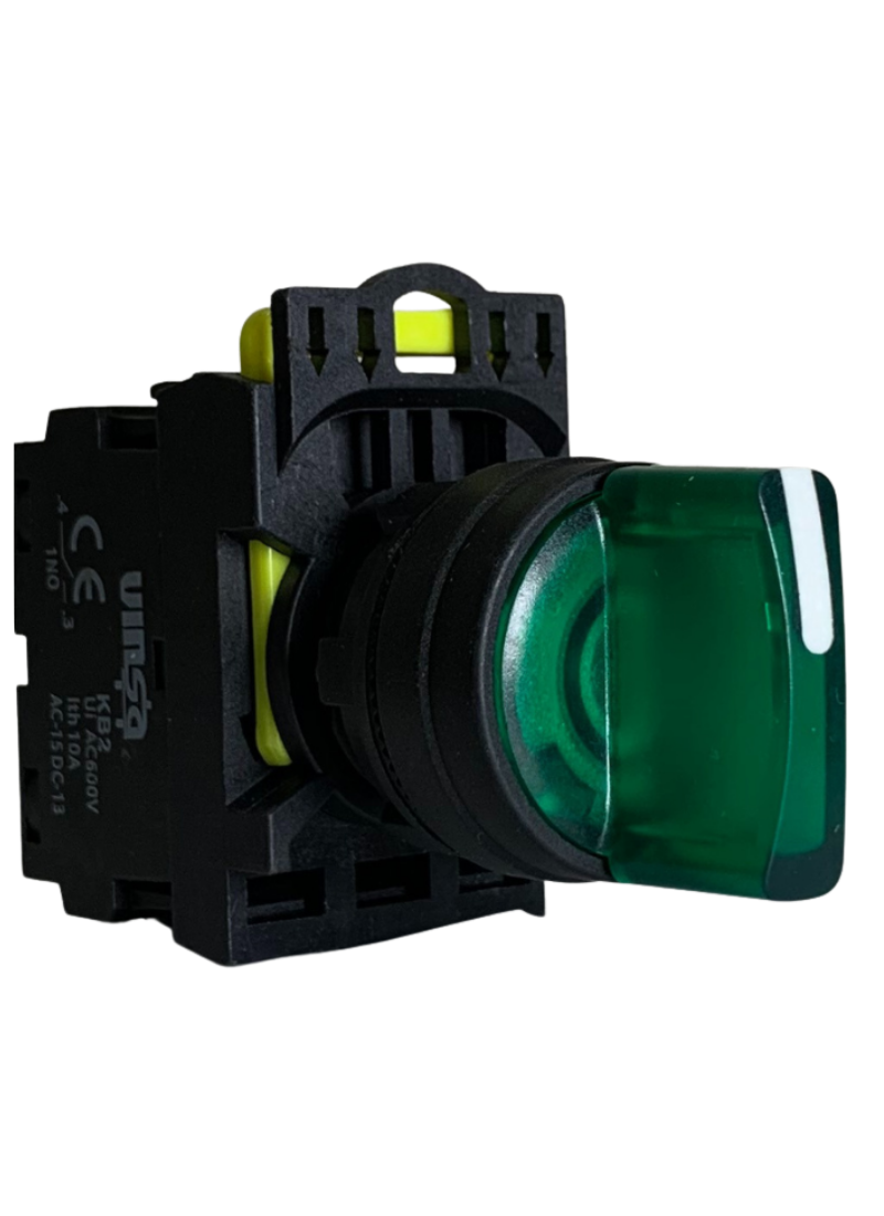 Illuminated Selector Switches 3 Position Stay Put 220VAC Green 2N/O