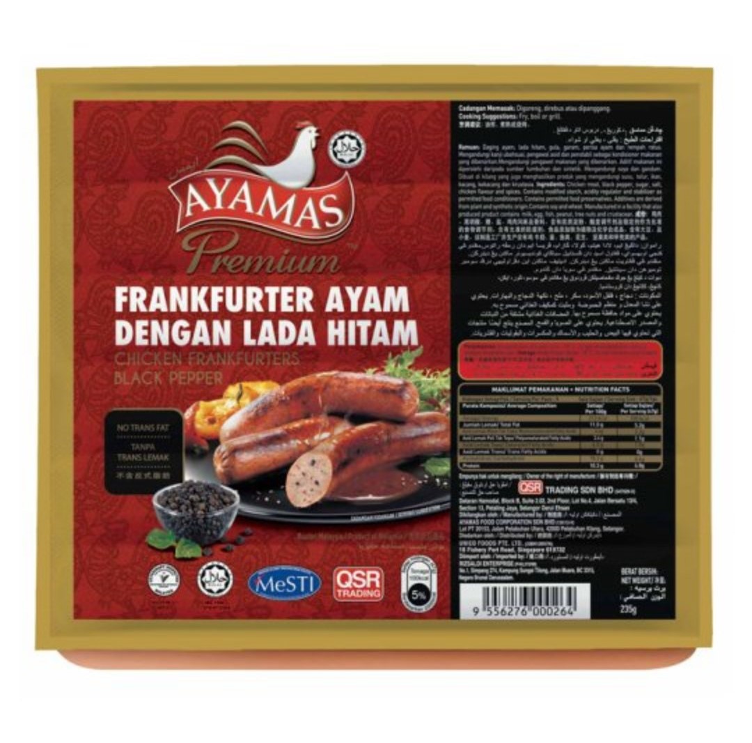 Ayamas Chicken Frankfurter Black Pepper 235G