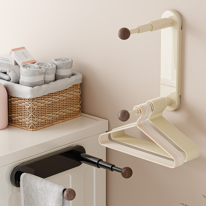 Extendable clothing rod, wall-mounted, without drilling