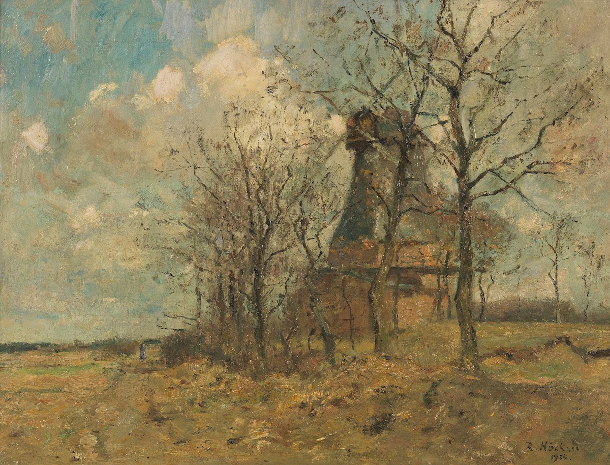 Die Wedeler Mühle unter Bäumen 1924
