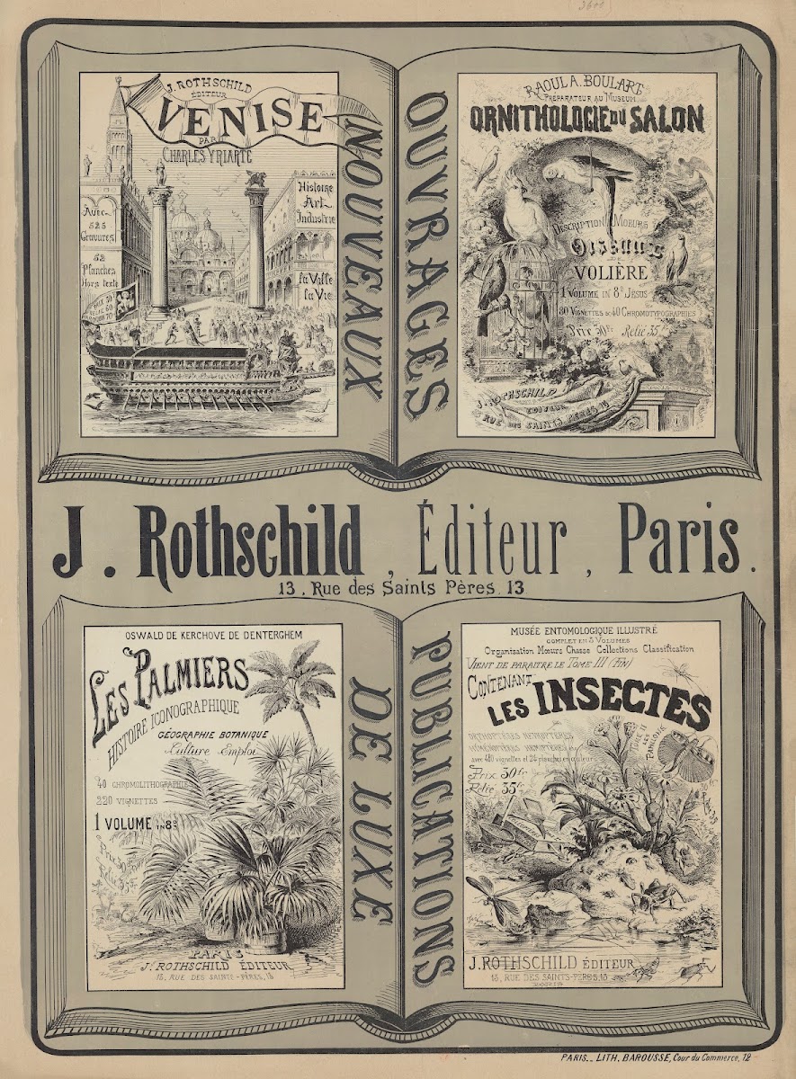 J Rothschild ÉDiteur Paris 13 Rue Des Saints PèRes Ouvrages Nouveaux Publication
