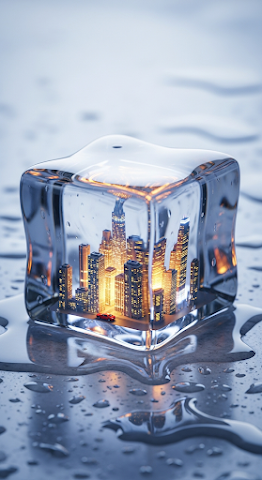Cityscape Encased in Melting Ice
