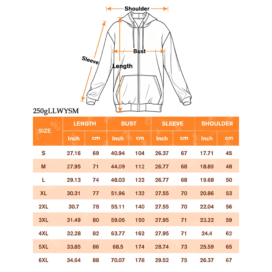 AOP 250G Zip Up Hoodie Double Hood