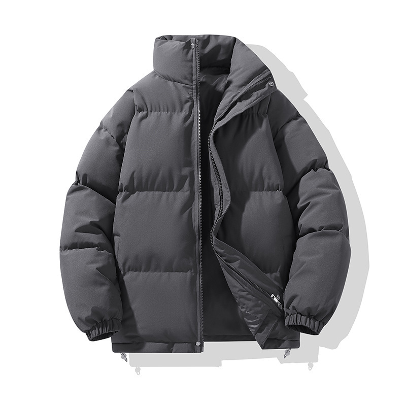Men's quilted jacket, solid color, loose fit, urban style