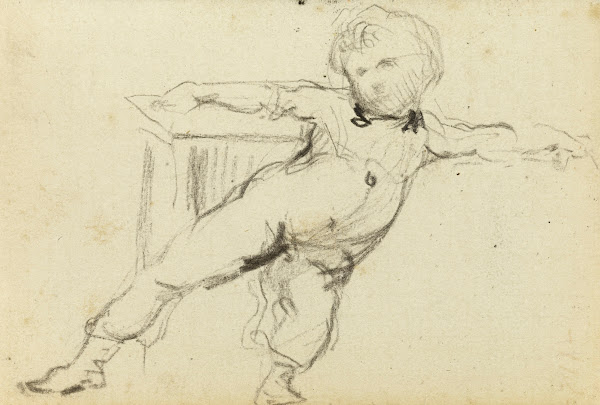 Etude denfant debout de face les jambes et les bras écartés 1872