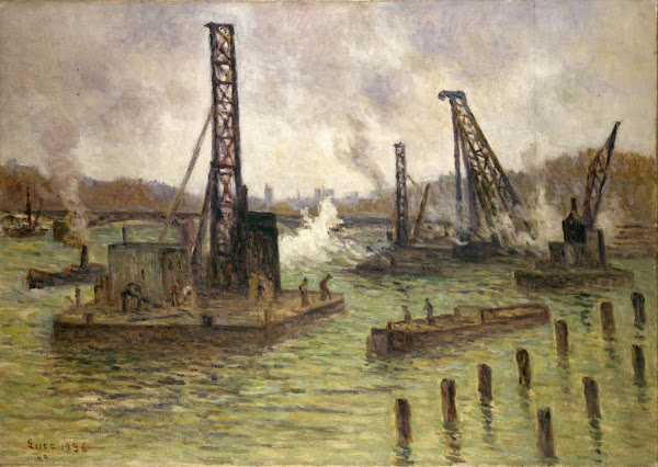 Travaux sur la Seine au pont des Saints Pères 1936