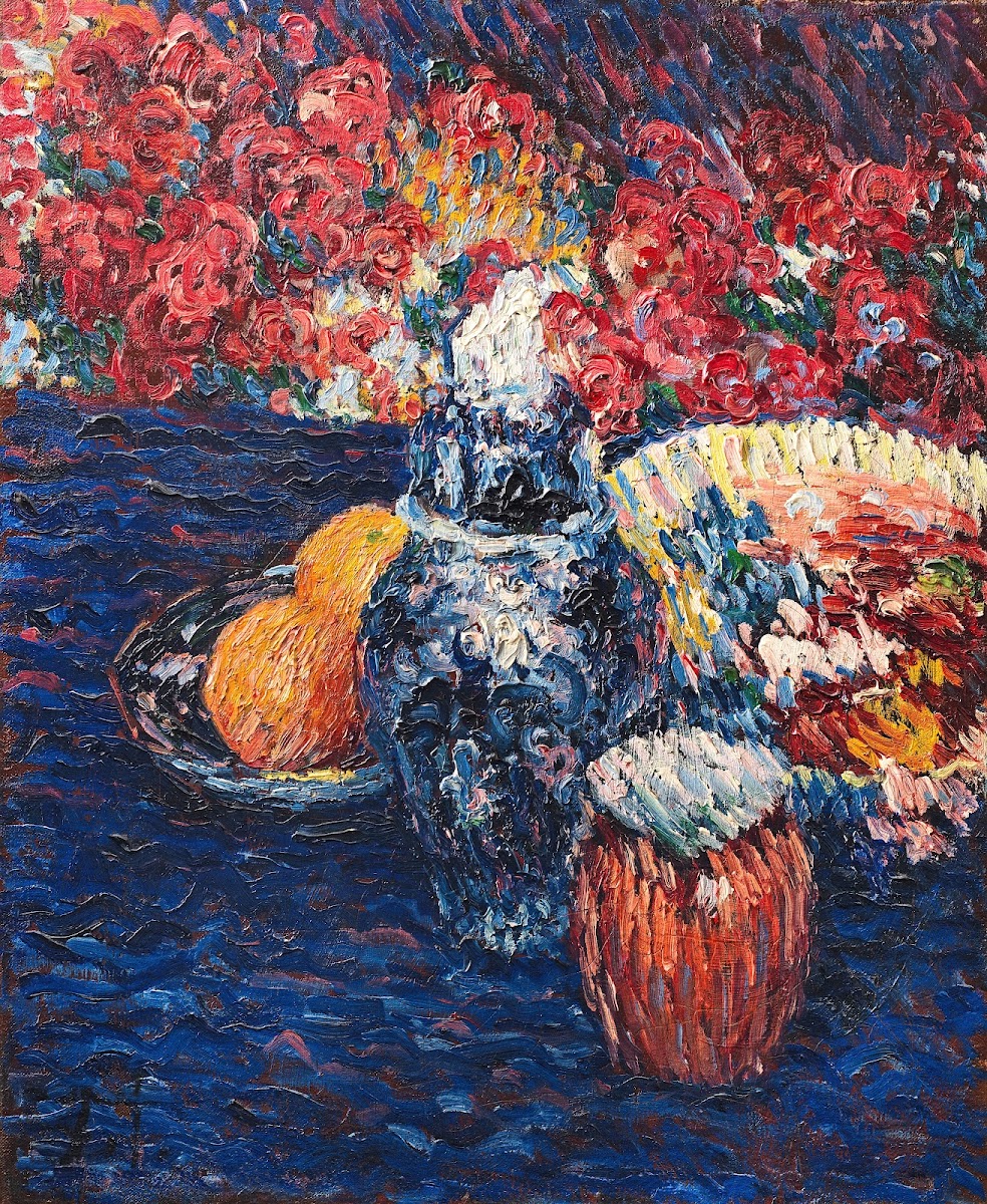 Stillleben mit Blumen und Früchten circa 1905