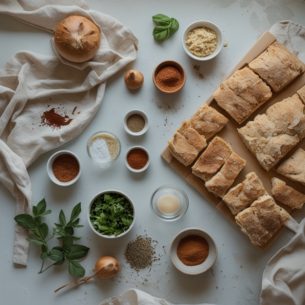 Ingredients for Easy Cinnamon Swirl Focaccia Bread Recipe for Quick Homemade Comfort