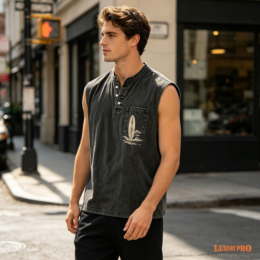 2D Sleeveless Button Vest