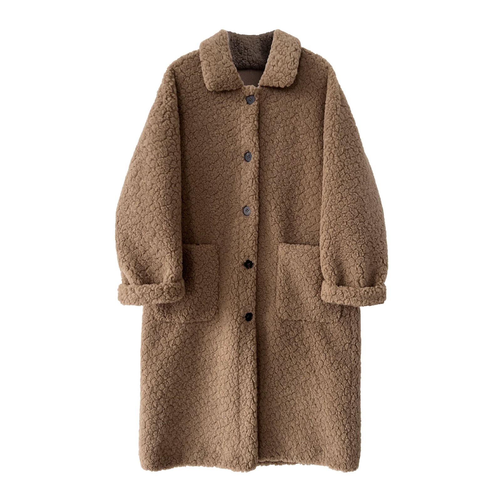 Langer Damen-Lammfell-Mantel, koreanischer Stil