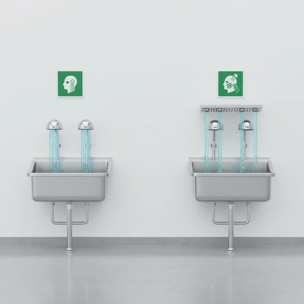 Perbedaan eyewash station vs eye/face wash station