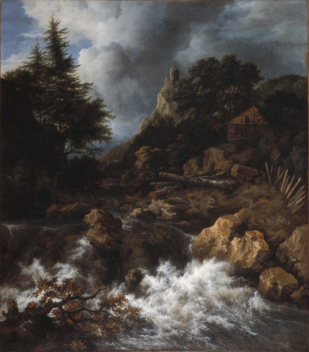 Waterfall with a Half Timbered House and Castle circa 1665 1670