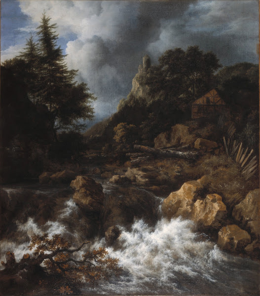 Waterfall with a Half Timbered House and Castle circa 1665 1670