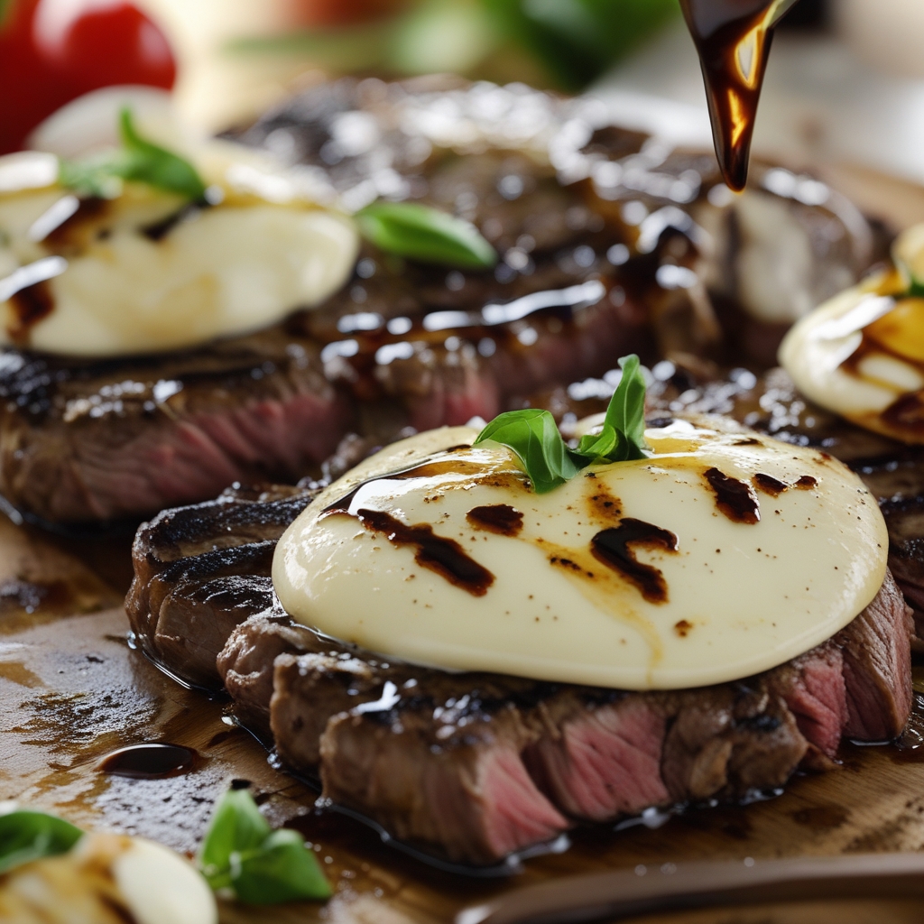 Grilled Flank Steak Caprese with Balsamic Dressing - Easy Homemade Summer Meal