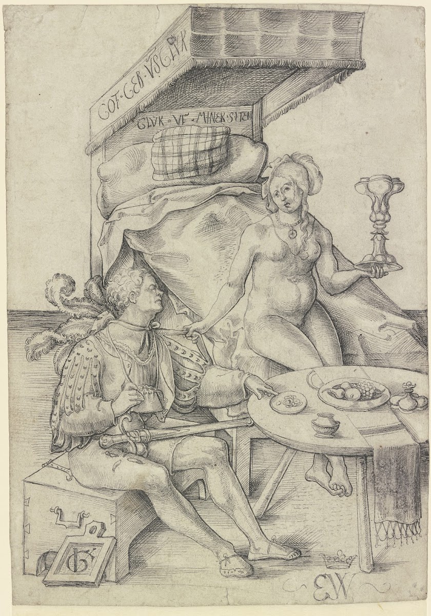 Swiss mercenary with a prostitute ca 1510