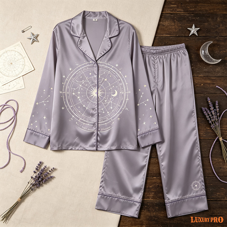 AOP HY Long Sleeve Shirt and Pants Pajama Set Women with Pocket