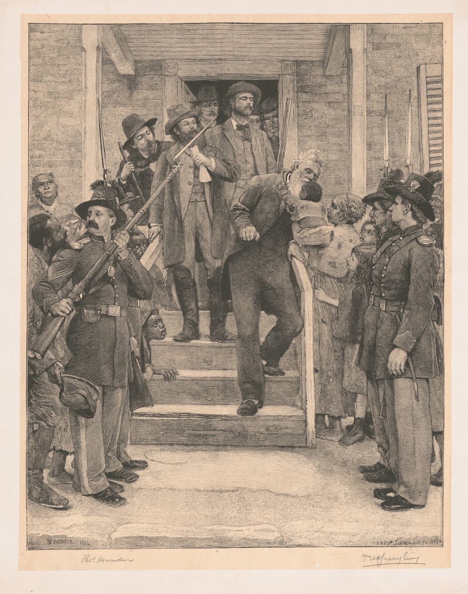 The last moments of John Brown leaving the jail on the morning of his execution