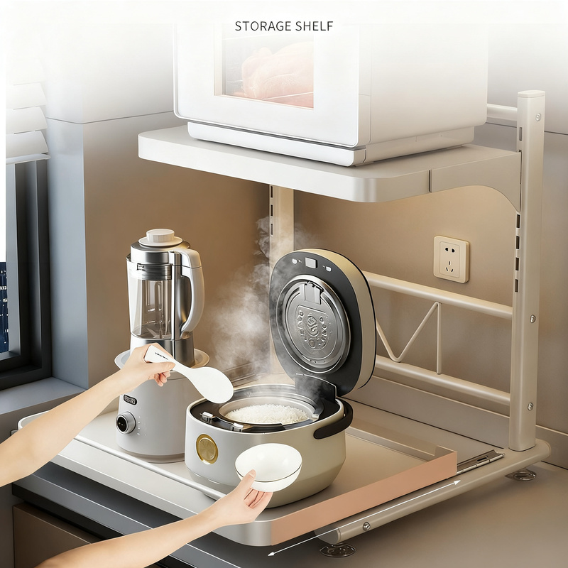 Kitchen shelf for microwave and kitchen appliances, multi-tiered